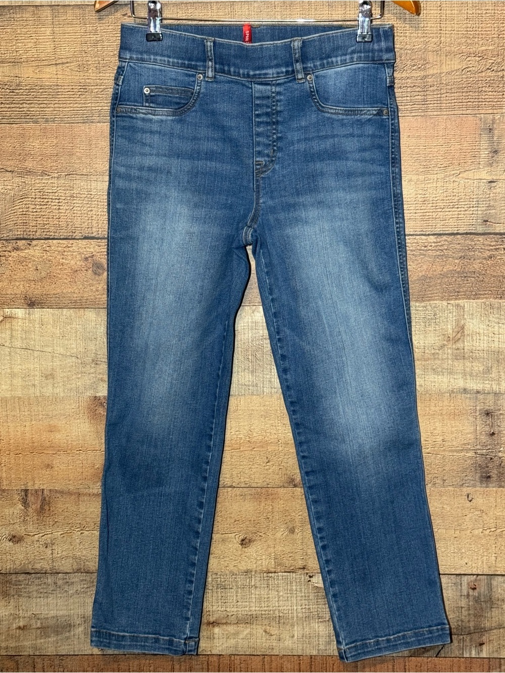SPANX Pull-On Jeans Ankle Straight Leg Blue size Medium - Picture 2 of 12